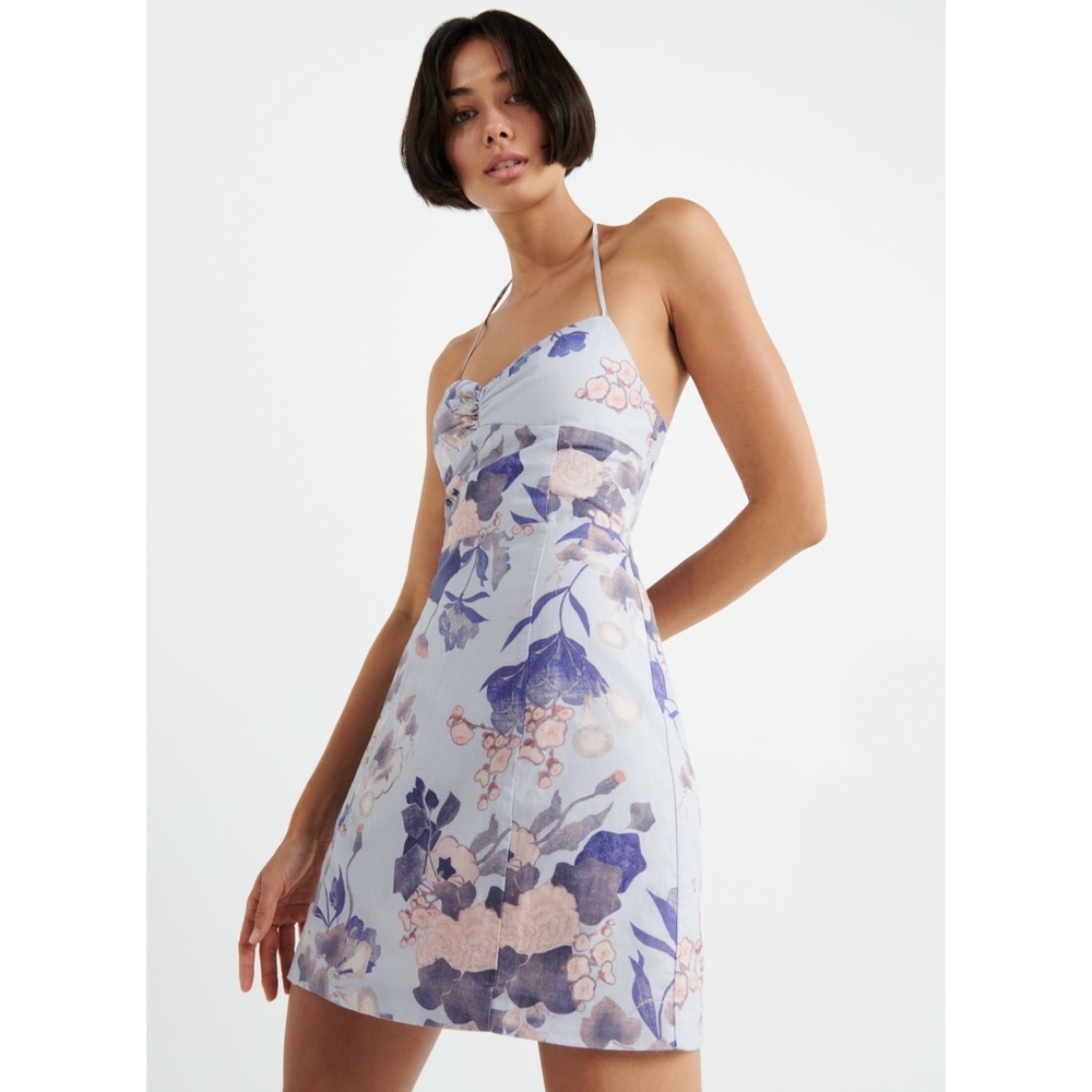 Aritzia Halter Floral Mini Dress